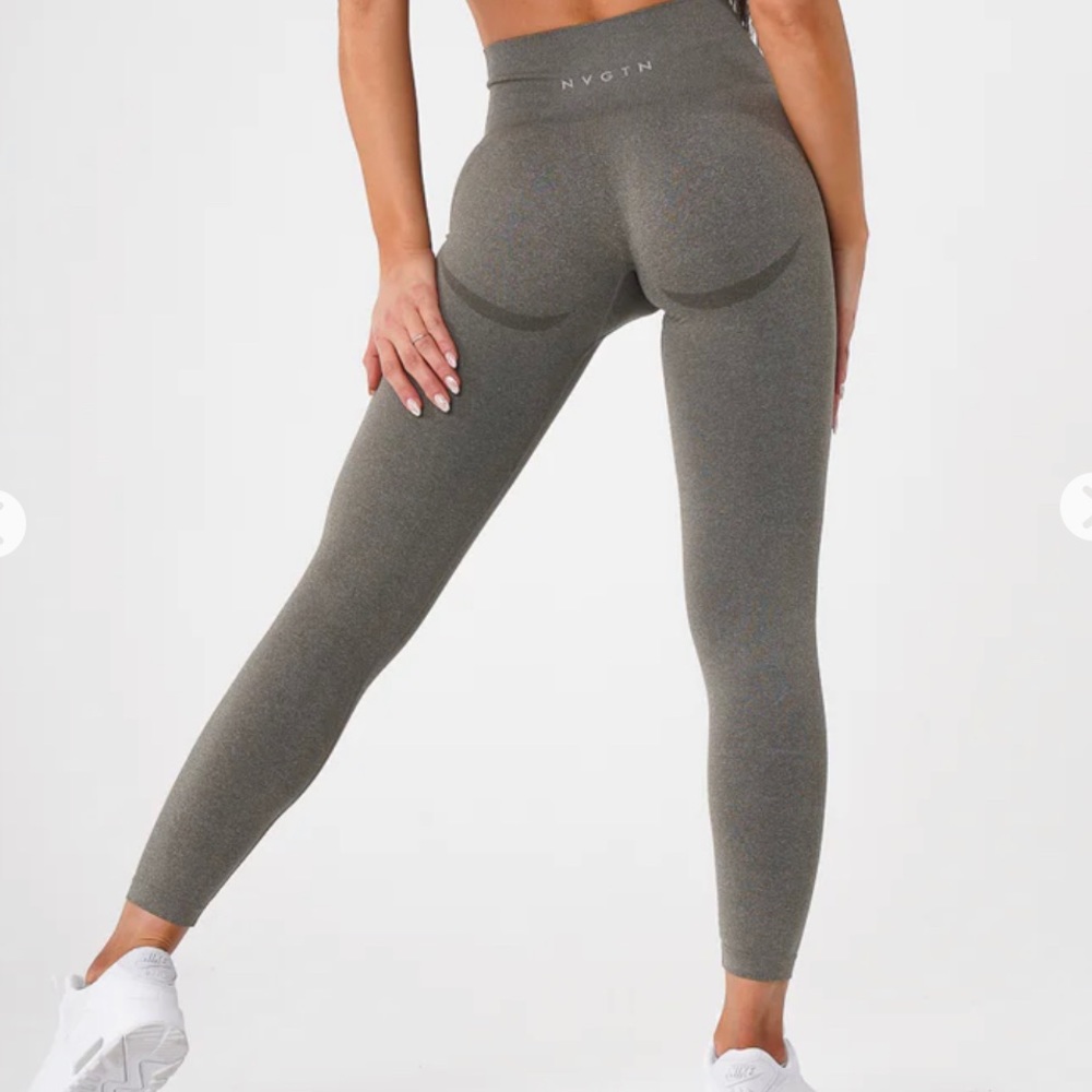 NVGTN Khaki Green Curve High Waisted Glute Contour Seamless Leggings Small 😍